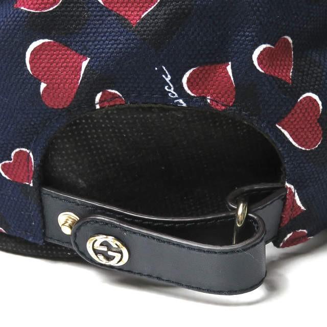 グッチ GUCCI イタリア製 ハート柄 ベースボールキャップ 342535 KL82G L ネイビー コットン/リネン アジャスター 帽子 |  | 05