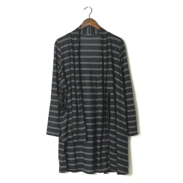 リミフゥ LIMI feu 19SS 日本製 ボーダーアシンメトリーロングカーディガン LH-T30-045 S ブラック 長袖 変形 トップス |  | 02