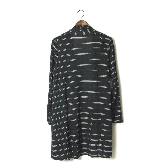 リミフゥ LIMI feu 19SS 日本製 ボーダーアシンメトリーロングカーディガン LH-T30-045 S ブラック 長袖 変形 トップス |  | 03