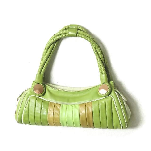 フェンディ FENDI イタリア製 イントレチャートレザーハンドバッグ 8BR425 グリーン カバン |  | 01