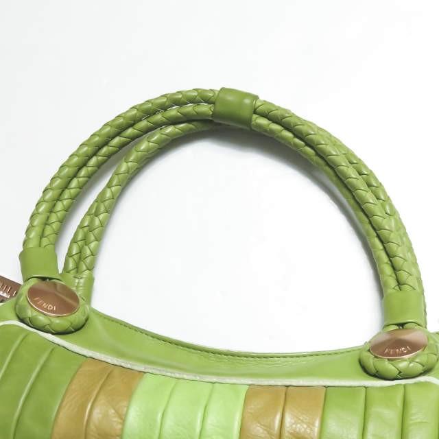 フェンディ FENDI イタリア製 イントレチャートレザーハンドバッグ 8BR425 グリーン カバン |  | 03