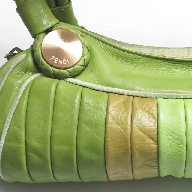 フェンディ FENDI イタリア製 イントレチャートレザーハンドバッグ 8BR425 グリーン カバン |  | 04