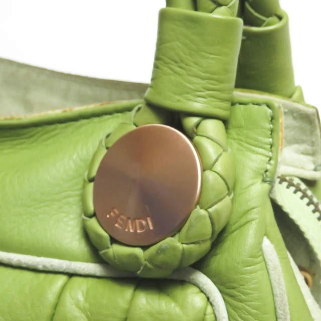フェンディ FENDI イタリア製 イントレチャートレザーハンドバッグ 8BR425 グリーン カバン |  | 05