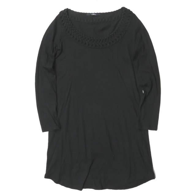 リミフゥ LIMI feu 日本製 ネックモチーフUネックワンピース TC-T26-933 S ブラック 長袖 カットソー トップス | 