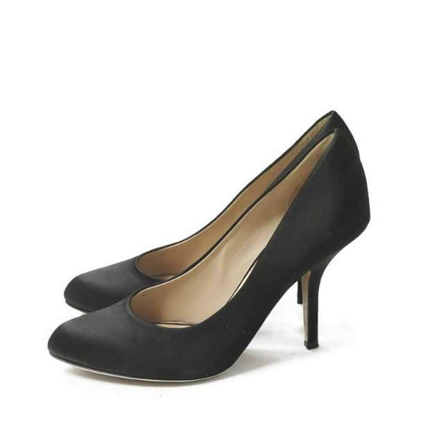 セリーヌ CELINE イタリア製 サテンラウンドトゥヒールパンプス 3D9225NUAD 36.5(23.5cm) ブラック シューズ |  | 01