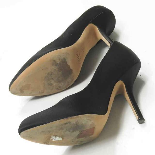 セリーヌ CELINE イタリア製 サテンラウンドトゥヒールパンプス 3D9225NUAD 36.5(23.5cm) ブラック シューズ |  | 08