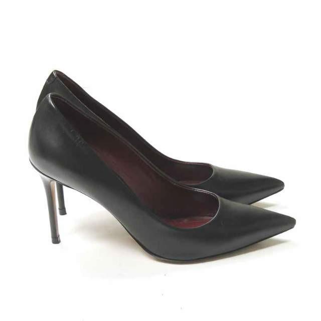 セリーヌ CELINE イタリア製 ポインテッドトゥヒールパンプス 3D9535ESKD 36.5(23.5cm) ブラック レザー シューズ |  | 03