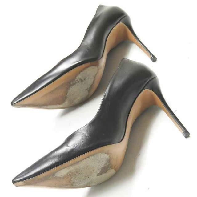 セリーヌ CELINE イタリア製 ポインテッドトゥヒールパンプス 3D9535ESKD 36.5(23.5cm) ブラック レザー シューズ |  | 09