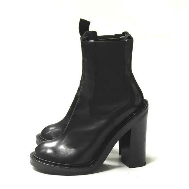 セリーヌ CELINE イタリア製 チャンキーヒール サイドゴアショートブーツ 3B0286SEAD 37(24cm) ブラック ラウンドトゥ シューズ |  | 01