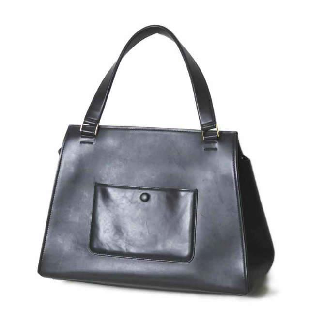 CELINE】ハンドバッグトップハンドルエッジラインレザーネイビー