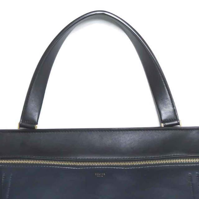 CELINE】ハンドバッグトップハンドルエッジラインレザーネイビー