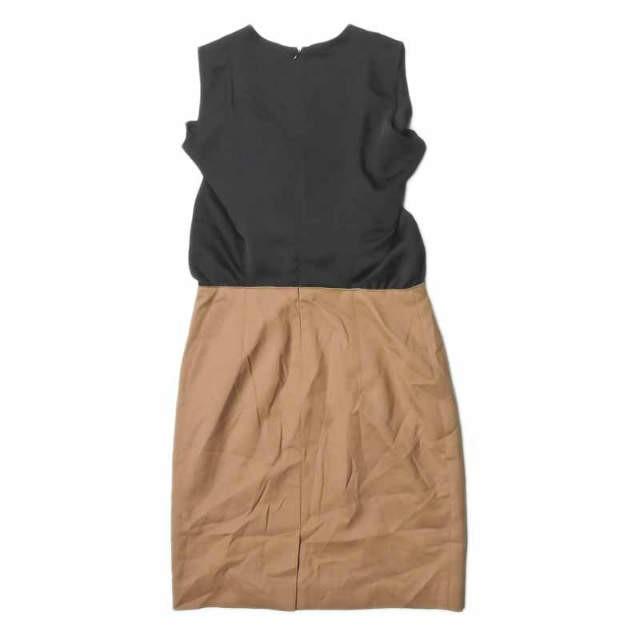 カルヴェン CARVEN バイカラーカシュクールワンピース 160R89 40 ブラック/キャメル ウール ノースリーブ トップス |  | 01