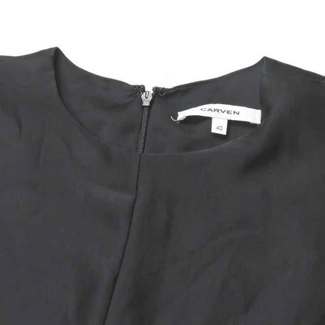 カルヴェン CARVEN バイカラーカシュクールワンピース 160R89 40 ブラック/キャメル ウール ノースリーブ トップス |  | 03