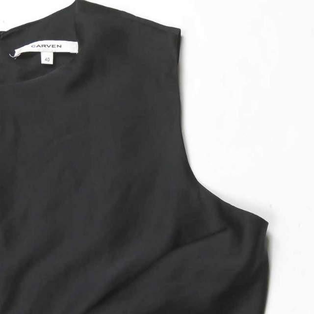 カルヴェン CARVEN バイカラーカシュクールワンピース 160R89 40 ブラック/キャメル ウール ノースリーブ トップス |  | 04