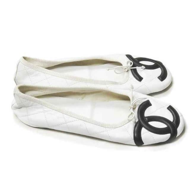 グッチ GUCCI イタリア製 ココマーク バレエシューズ 38(25cm) ホワイト キルティング カンボン フラット シューズ |  | 03