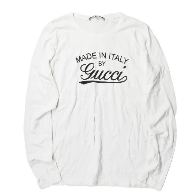 グッチ GUCCI イタリア製 フロッキープリントロングスリーブTシャツ 274269-X3777 M ホワイト 長袖 トップス | 