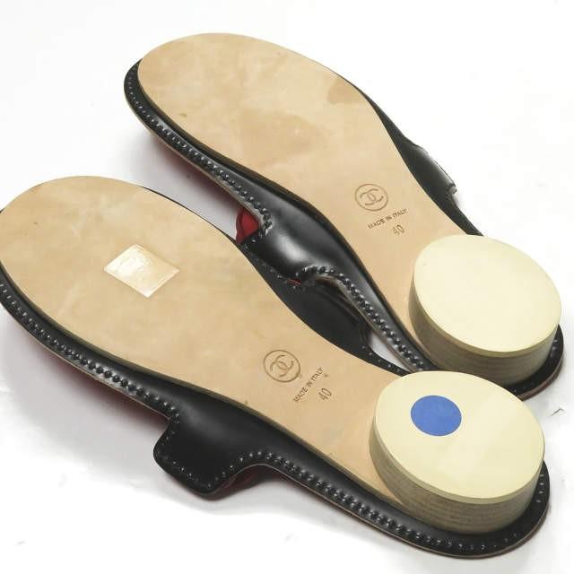 シャネル CHANEL イタリア製 フラワーストラップレザーサンダル 40 レッド ヒール シューズ |  | 09