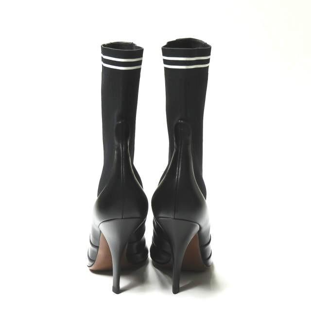 FENDI フェンディ イタリア製 ロココ ソックスブーツ 39(26cm) ブラック ポインテッドトゥ リブ ニット シューズ ☆☆lm2025 |  | 02