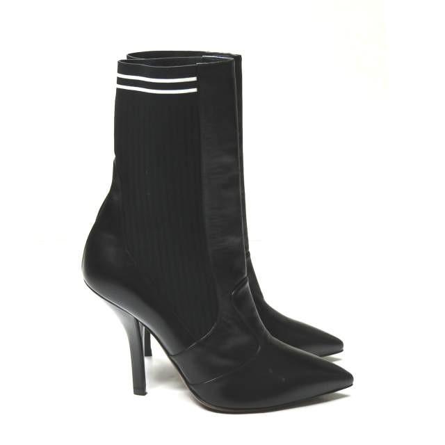 FENDI フェンディ イタリア製 ロココ ソックスブーツ 39(26cm) ブラック ポインテッドトゥ リブ ニット シューズ ☆☆lm2025 |  | 03