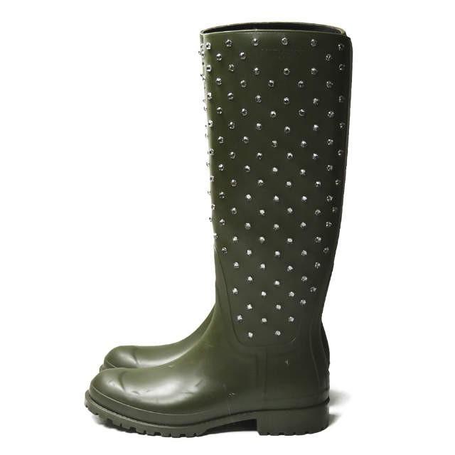 サンローランパリ SAINT LAURENT PARIS イタリア製 ビジューラバーレインブーツ 427307 39(26cm) カーキ シューズ |  | 01