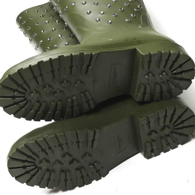 サンローランパリ SAINT LAURENT PARIS イタリア製 ビジューラバーレインブーツ 427307 39(26cm) カーキ シューズ |  | 11