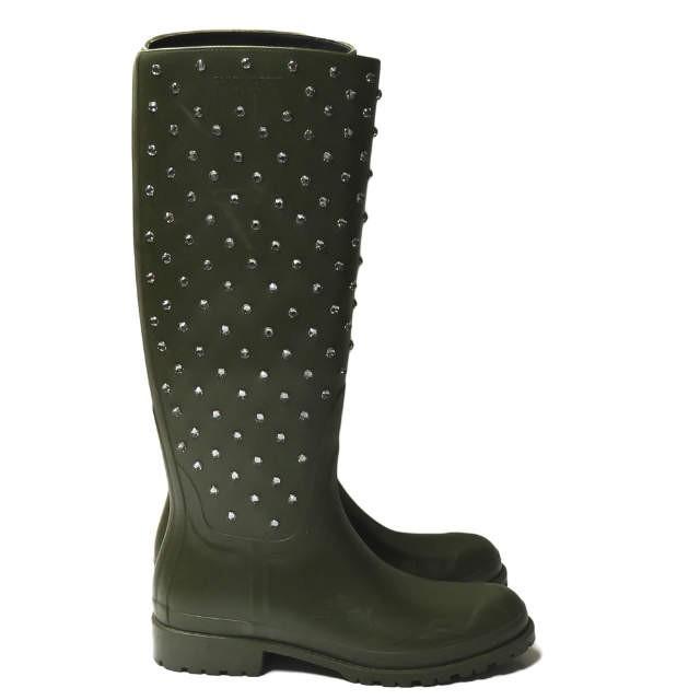 サンローランパリ SAINT LAURENT PARIS イタリア製 ビジューラバーレインブーツ 427307 39(26cm) カーキ シューズ |  | 03