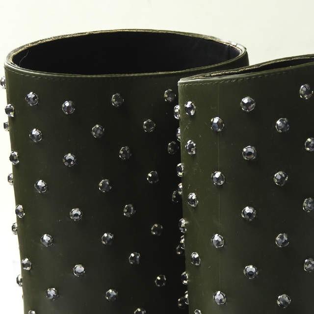 サンローランパリ SAINT LAURENT PARIS イタリア製 ビジューラバーレインブーツ 427307 39(26cm) カーキ シューズ |  | 06
