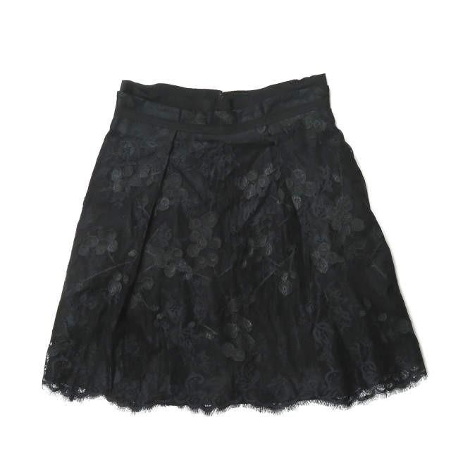 カルヴェン CARVEN フラワーレースフレアスカート 4000J46 36 ブラック ボトムス | 