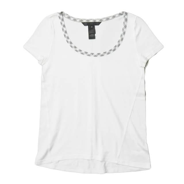 マークバイマークジェイコブス MARC BY MARC JACOBS コットンパイピングUネックカットソー M4001450 XS ホワイト 半袖 チェック トップス | 