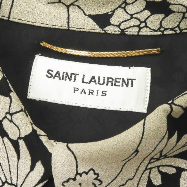 サンローランパリ SAINT LAURENT PARIS イタリア製 フローラルギャザードレス 2016 438857 Y319N 34 ブラック フラワー 総柄 レーヨン ワンピース |  | 02