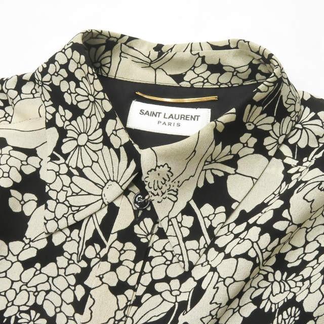サンローランパリ SAINT LAURENT PARIS イタリア製 フローラルギャザードレス 2016 438857 Y319N 34 ブラック フラワー 総柄 レーヨン ワンピース |  | 04