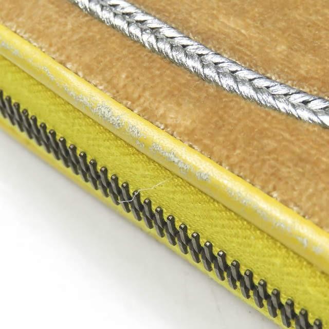 ボッテガヴェネタ BOTTEGA VENETA イタリア製 ベロアレザーコンビ ラウンドジップロングウォレット 114076 V6381 9871 イエロー/ブラウン 長財布 |  | 11