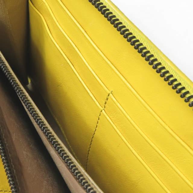 ボッテガヴェネタ BOTTEGA VENETA イタリア製 ベロアレザーコンビ ラウンドジップロングウォレット 114076 V6381 9871 イエロー/ブラウン 長財布 |  | 05