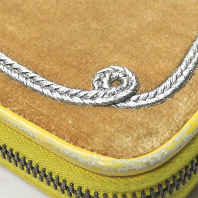 ボッテガヴェネタ BOTTEGA VENETA イタリア製 ベロアレザーコンビ ラウンドジップロングウォレット 114076 V6381 9871 イエロー/ブラウン 長財布 |  | 09