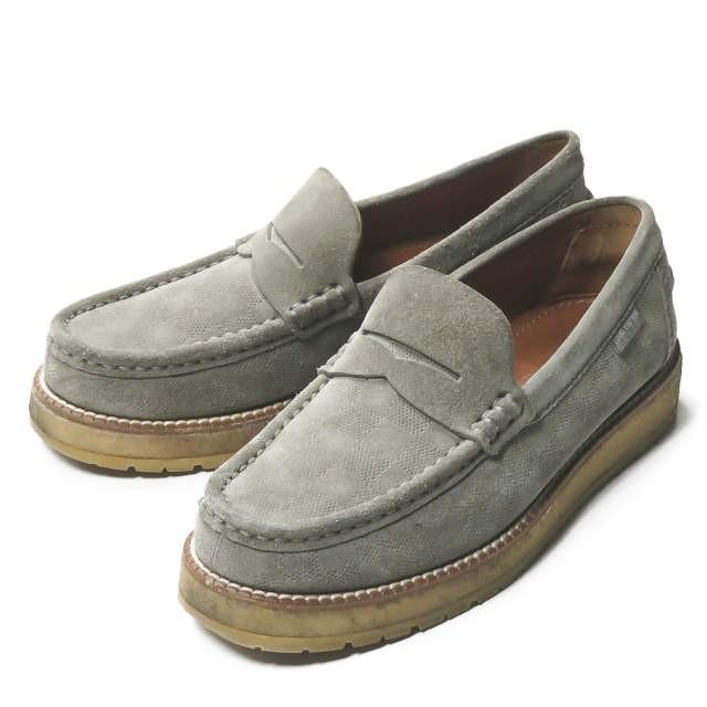ルイ・ヴィトン LOUIS VUITTON イタリア製 ダミエ スエードペニーローファー FA 0124 5(24cm-24.5cm) グレー コイン シューズ | 