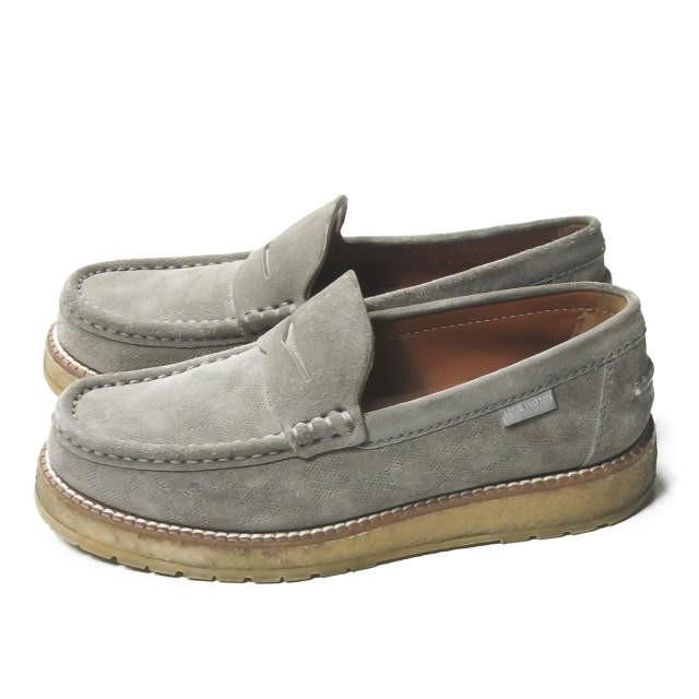 ルイ・ヴィトン LOUIS VUITTON イタリア製 ダミエ スエードペニーローファー FA 0124 5(24cm-24.5cm) グレー コイン シューズ |  | 01