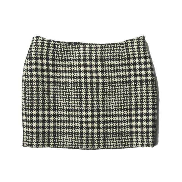 サンローランパリ SAINT LAURENT PARIS イタリア製 ウールハウンドトゥースチェックミニスカート 364243 Y057F 38 ホワイト/ブラック | 