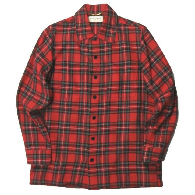 サンローランパリ SAINT LAURENT PARIS 日本製 CHEMISE 50'S ウールタータンチェックシャツ 396687 Y442I  M レッド 長袖 トップス | 