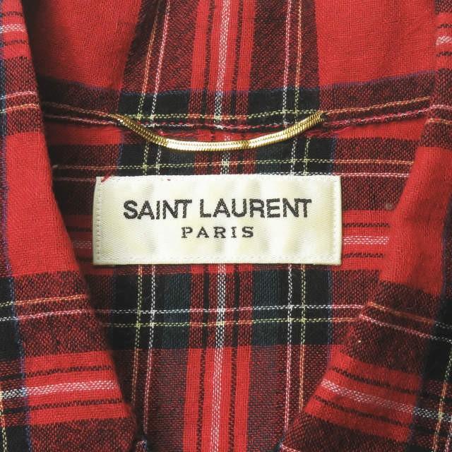 サンローランパリ SAINT LAURENT PARIS 日本製 CHEMISE 50'S ウールタータンチェックシャツ 396687 Y442I  M レッド 長袖 トップス |  | 02