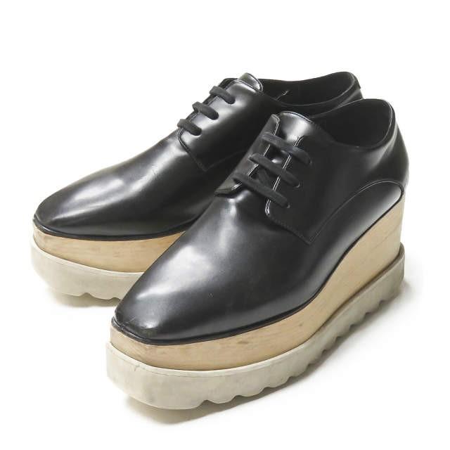 ステラマッカートニー Stella Mccartney Elyse エリス 37 24cm ブラック レースアップ プラットフォーム シューズ Lm2157 Loopヤフーショッピング店 通販 Yahoo ショッピング