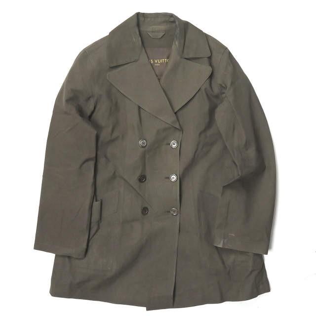 ルイ・ヴィトン LOUIS VUITTON スコットランド製 ゴム引きコットン トレンチコート 40 ブラウン 裏地ダミエ モノグラム アウター | 