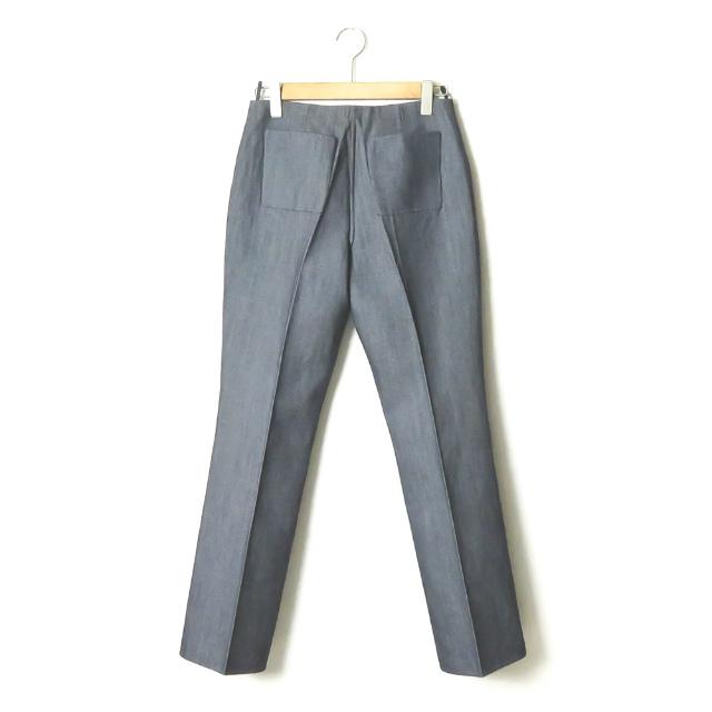 セリーヌ CELINE フランス製 ウールコットンサージフレアパンツ F02 1150N/1102 40 ネイビー ハイウエスト ボトムス |  | 01