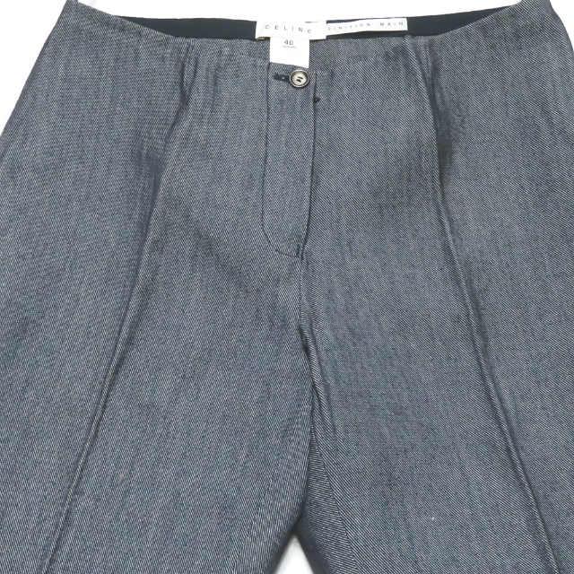 セリーヌ CELINE フランス製 ウールコットンサージフレアパンツ F02 1150N/1102 40 ネイビー ハイウエスト ボトムス |  | 04