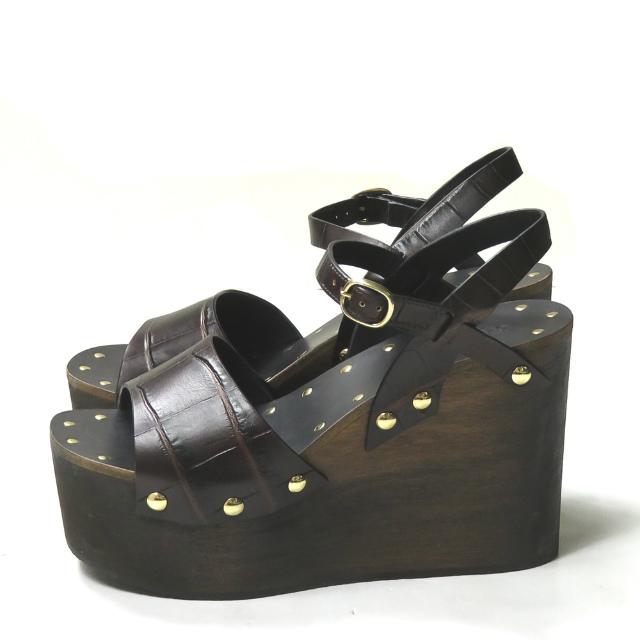 CELINE セリーヌ 20SS イタリア製 レ ボワ ウェッジソール エンボス 336653367C.19BR 39(26cm) レザー ストラップ サンダル ☆☆lm2208 |  | 01