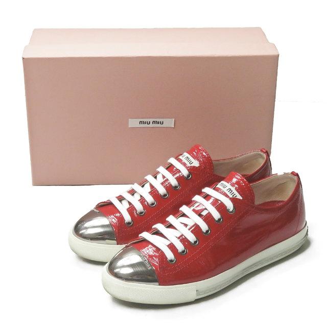 ミュウミュウ MIU エナメルメタルトゥスニーカー 5E8998 37(24cm ミュウミュウ MIU エナメルメタルトゥスニーカー 5E8998 37(24cm