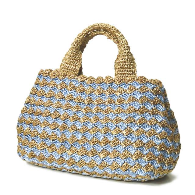 プラダ PRADA RAFIA CROCHET ラフィア クロケット BN2303 ナチュラルベージュ/スカイブルー トートバッグ カバン |  | 01