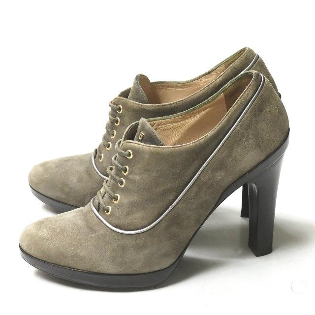 フェンディ FENDI イタリア製 スエードレースアップブーティー 36(23cm) カーキ ラウンドトゥ シューズ |  | 01