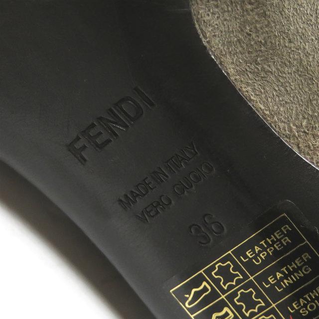 フェンディ FENDI イタリア製 スエードレースアップブーティー 36(23cm) カーキ ラウンドトゥ シューズ |  | 12