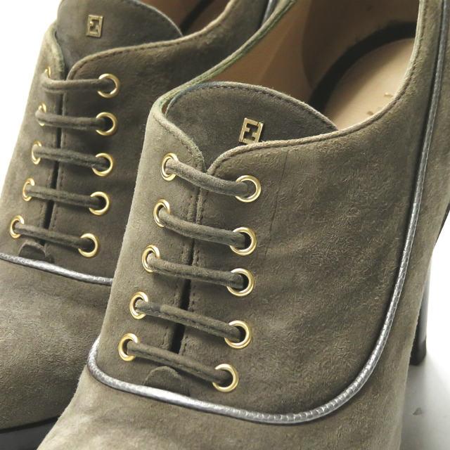 フェンディ FENDI イタリア製 スエードレースアップブーティー 36(23cm) カーキ ラウンドトゥ シューズ |  | 05