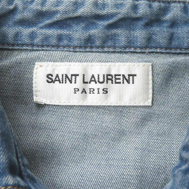 サンローランパリ SAINT LAURENT PARIS 日本製 Classic Ruffled Western Shirt クラシックラッフルウエスタンシャツ 454876 Y930O S デニム フリル |  | 02